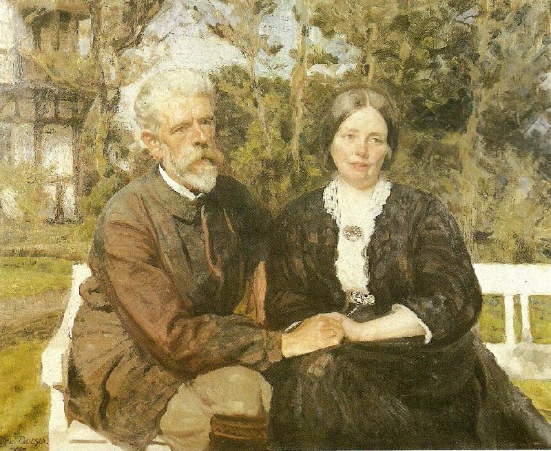Julius Paulsen laurits tuxen og hustru frederikke i haven ved villa dagminne i skagen oil painting image